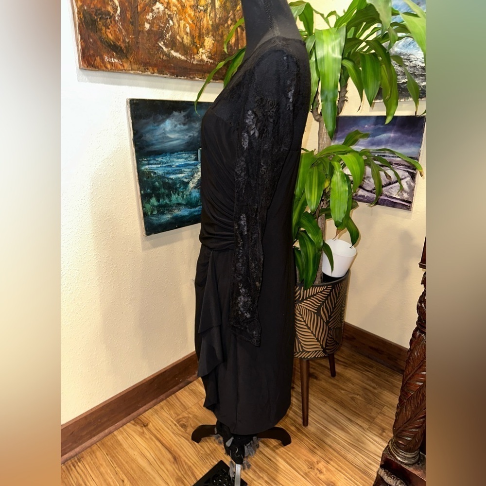 American Living Black Lace Shoulder Midi Dress Size M - Picture 6 of 10